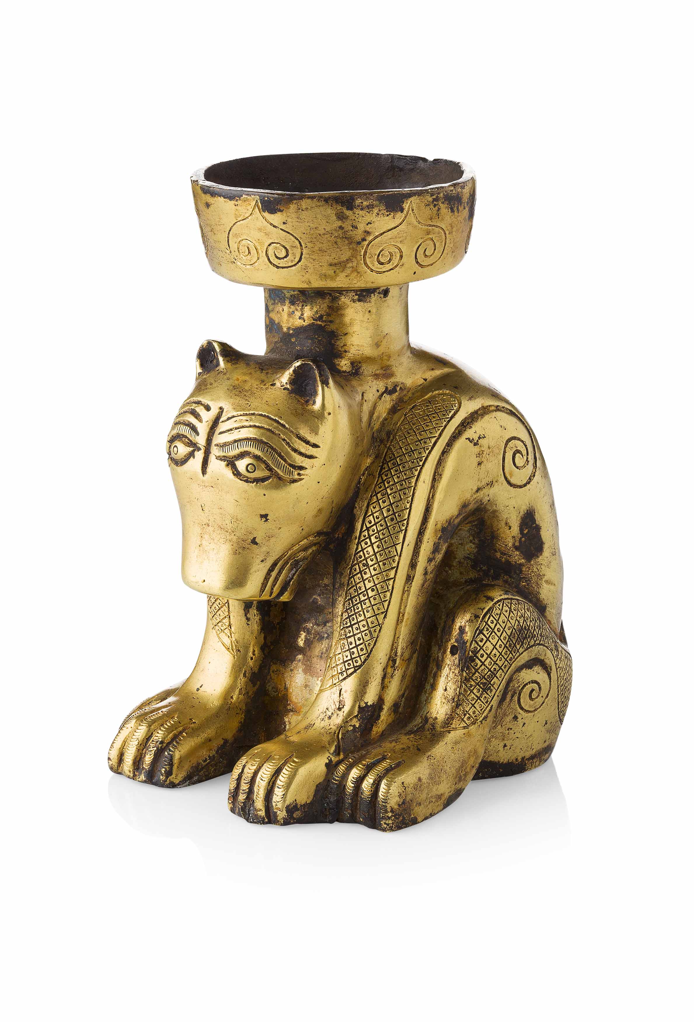 GILT BRONZE 'BEAR' OIL LAMP