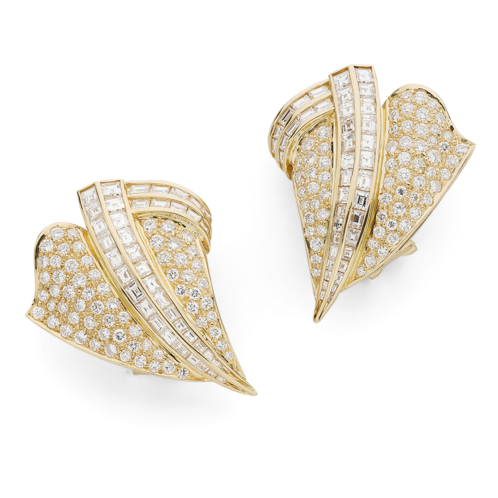A pair of contemporary diamond set earrings