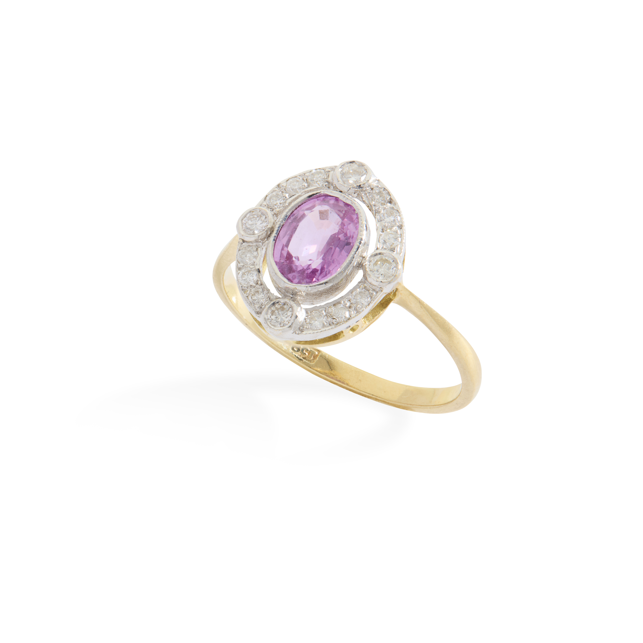 A pink sapphire and diamond cluster ring