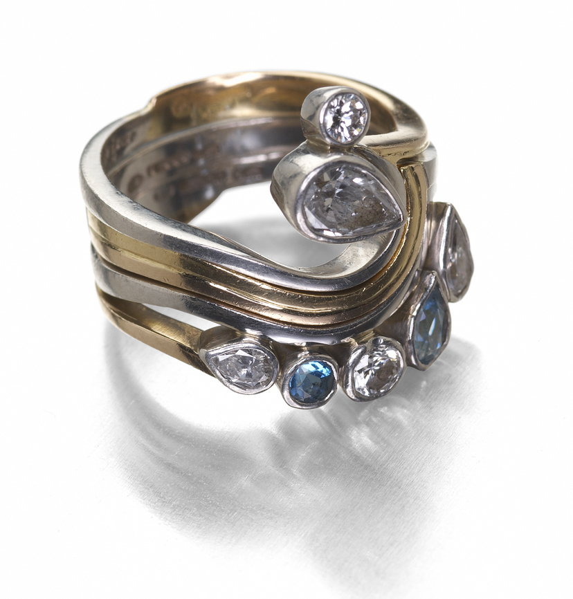 THE RINGMAKER - an 18ct gold mounted suite of three rings,
