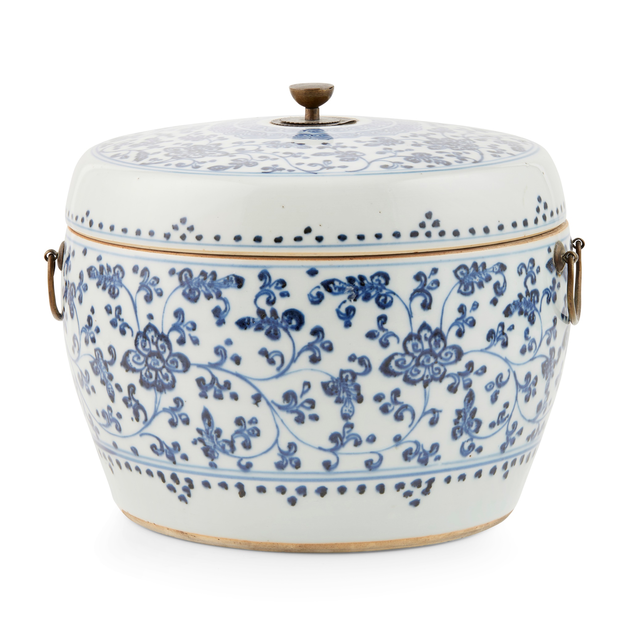 BLUE AND WHITE POTICHE AND COVER