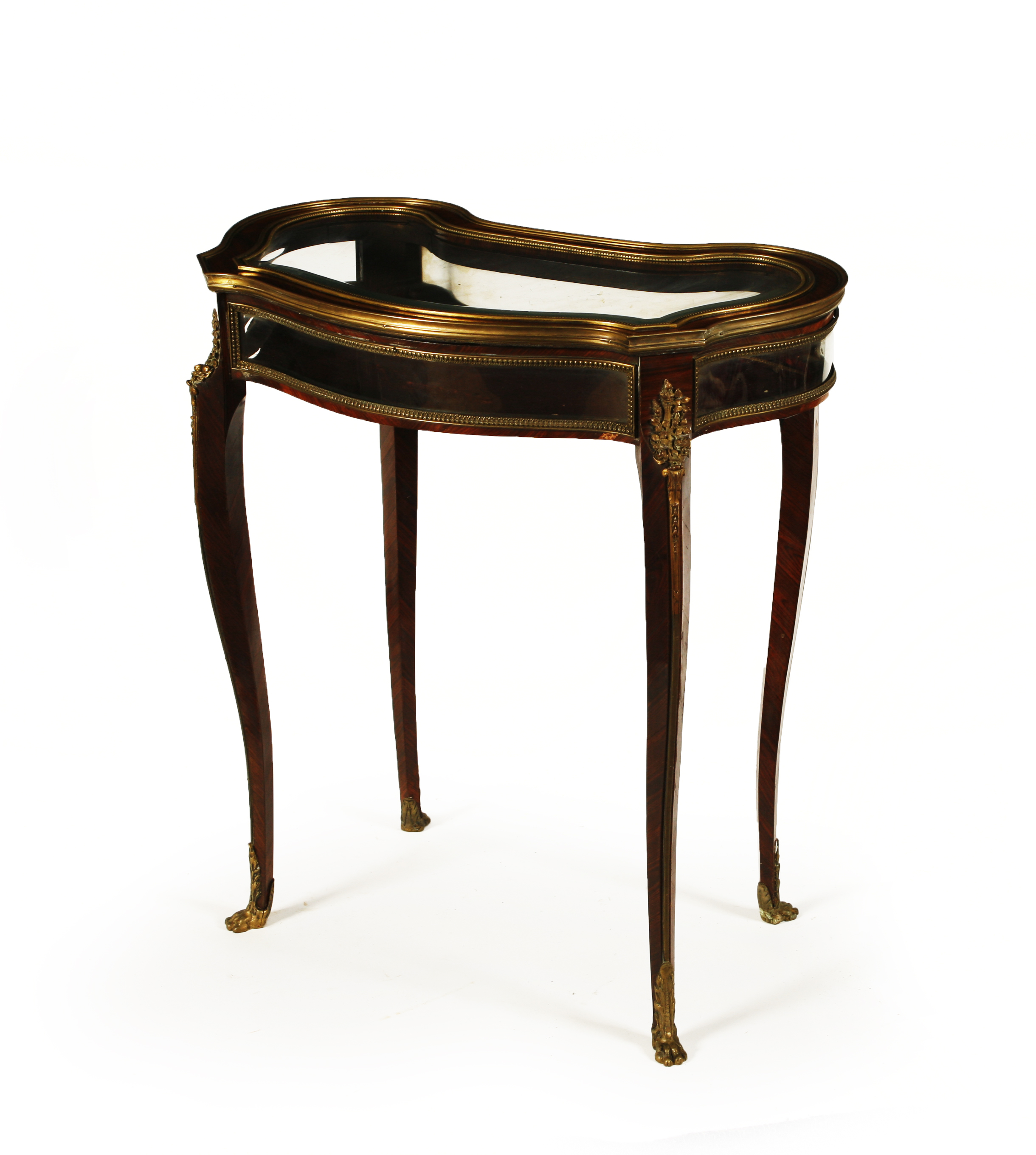 LOUIS XV STYLE KINGWOOD AND BRASS MOUNTED BIJOUTERIE TABLE