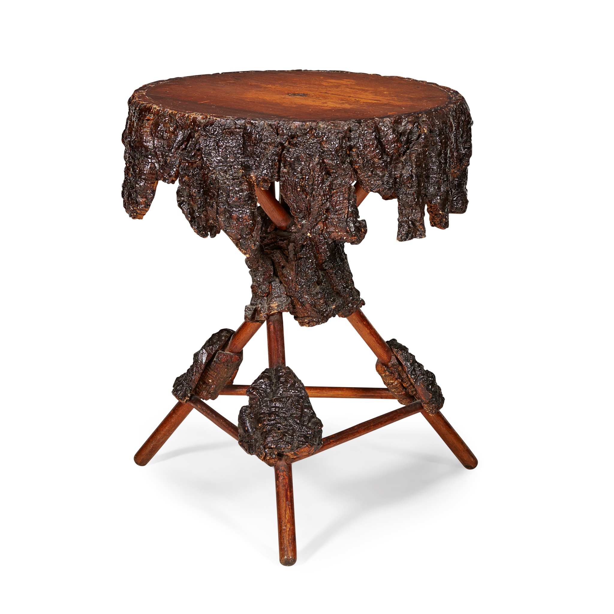 RUSTIC BARK CONSERVATORY TRIPOD TABLE