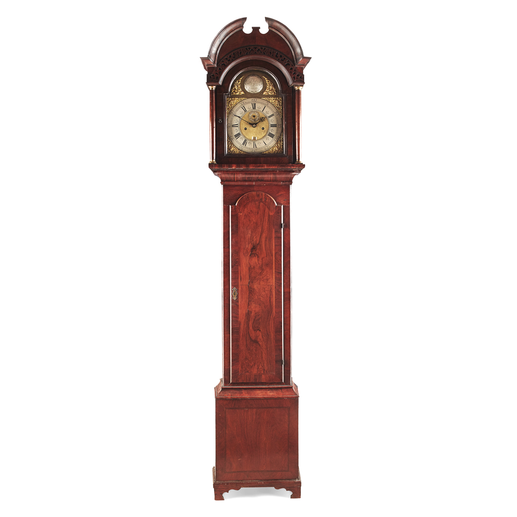 SCOTTISH GEORGE II MAHOGANY LONGCASE CLOCK THOMAS HALL, CANNONGATE
