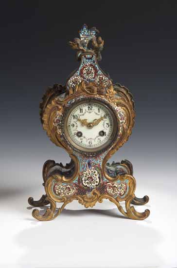 A 19th century French giltmetal and cloisonne enamel mantel clock