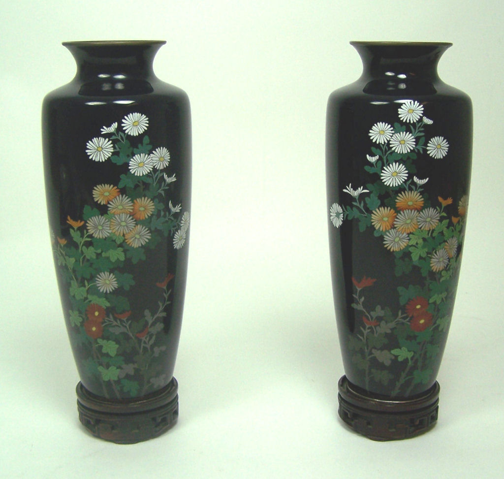 A pair of early 20th century Japanese cloisonne vases