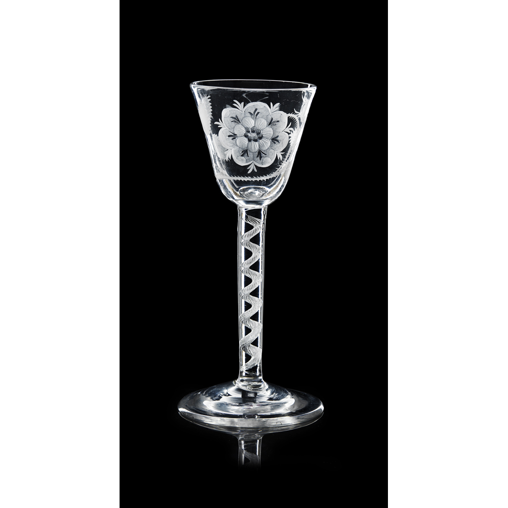 A FINELY ENGRAVED JACOBITE WINE GLASS