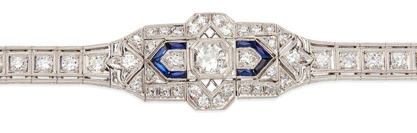 An Art Deco diamond and sapphire set bracelet
