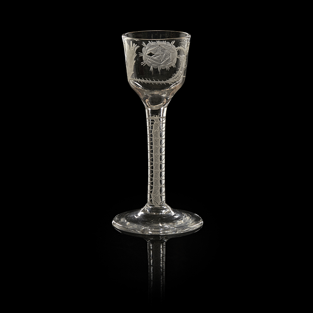 A JACOBITE WINE GLASS