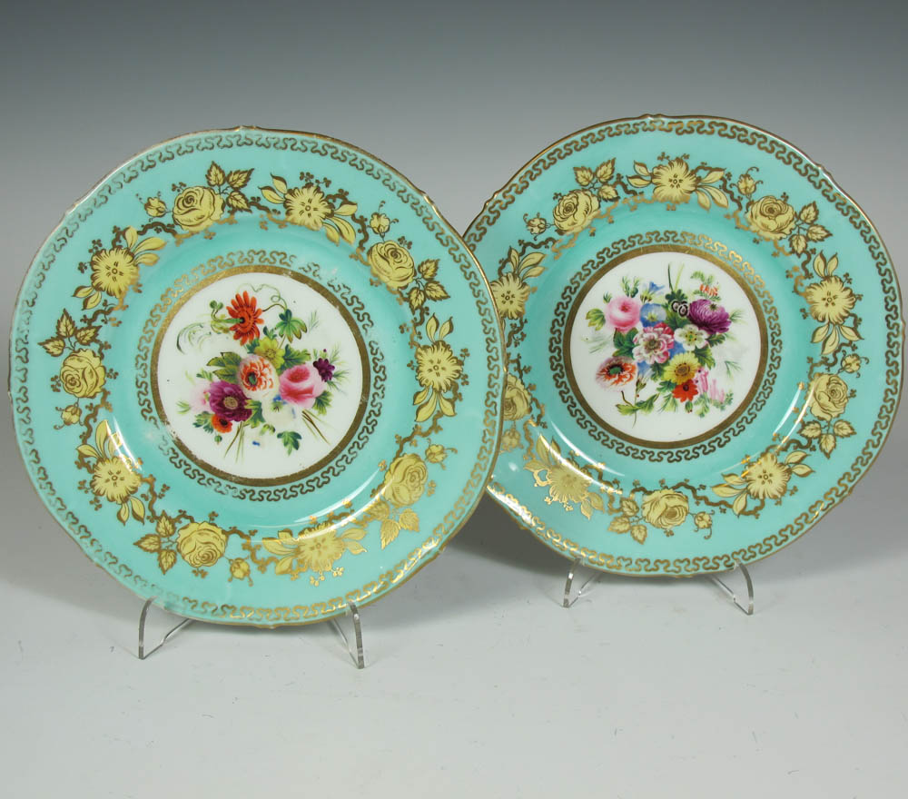A 19th century English floral painted part dessert service