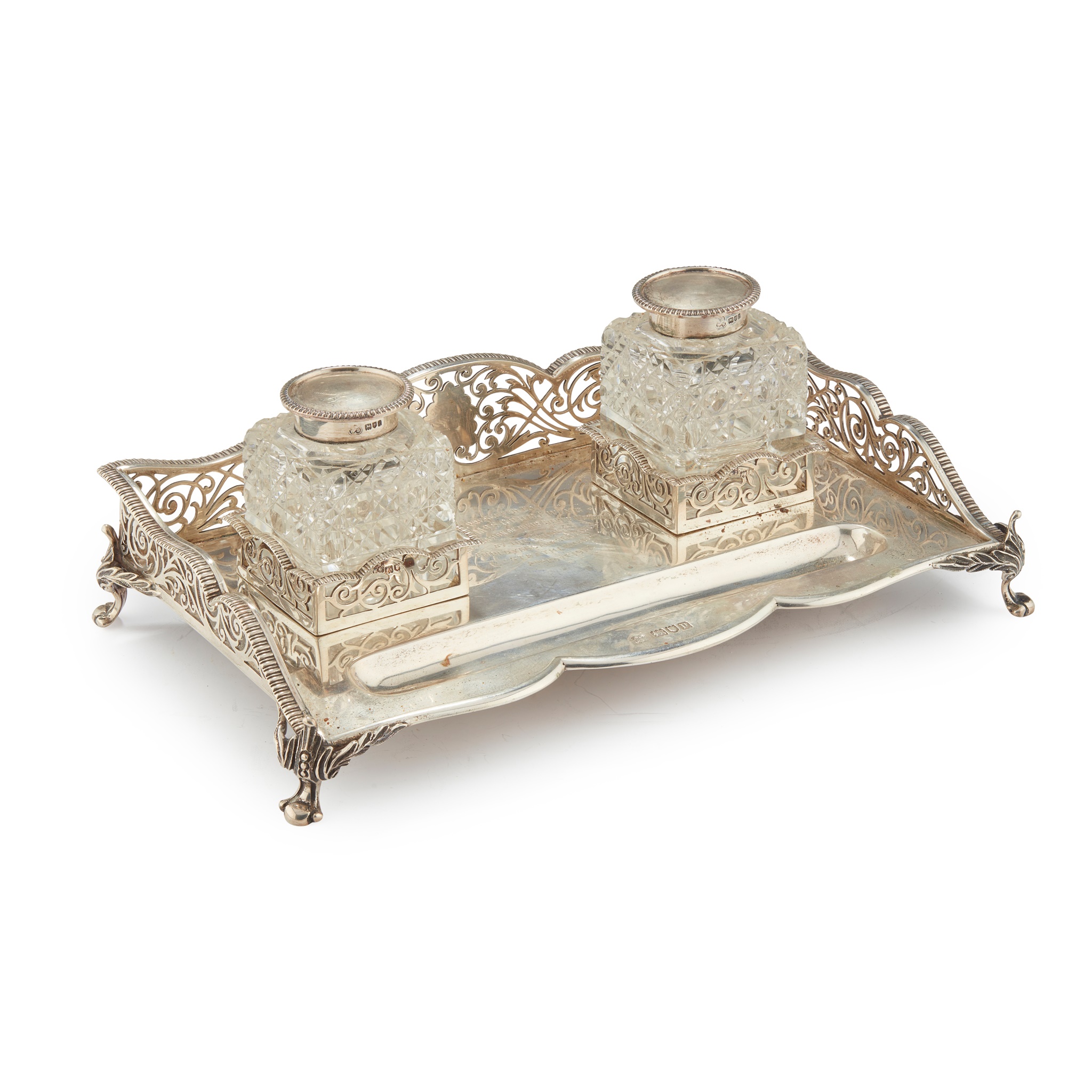 A GEORGE V INKSTAND