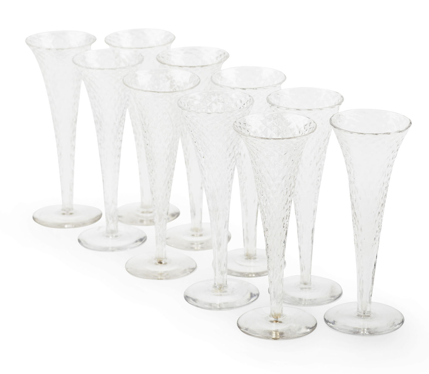 SET OF TEN CHAMPAGNE FLUTES