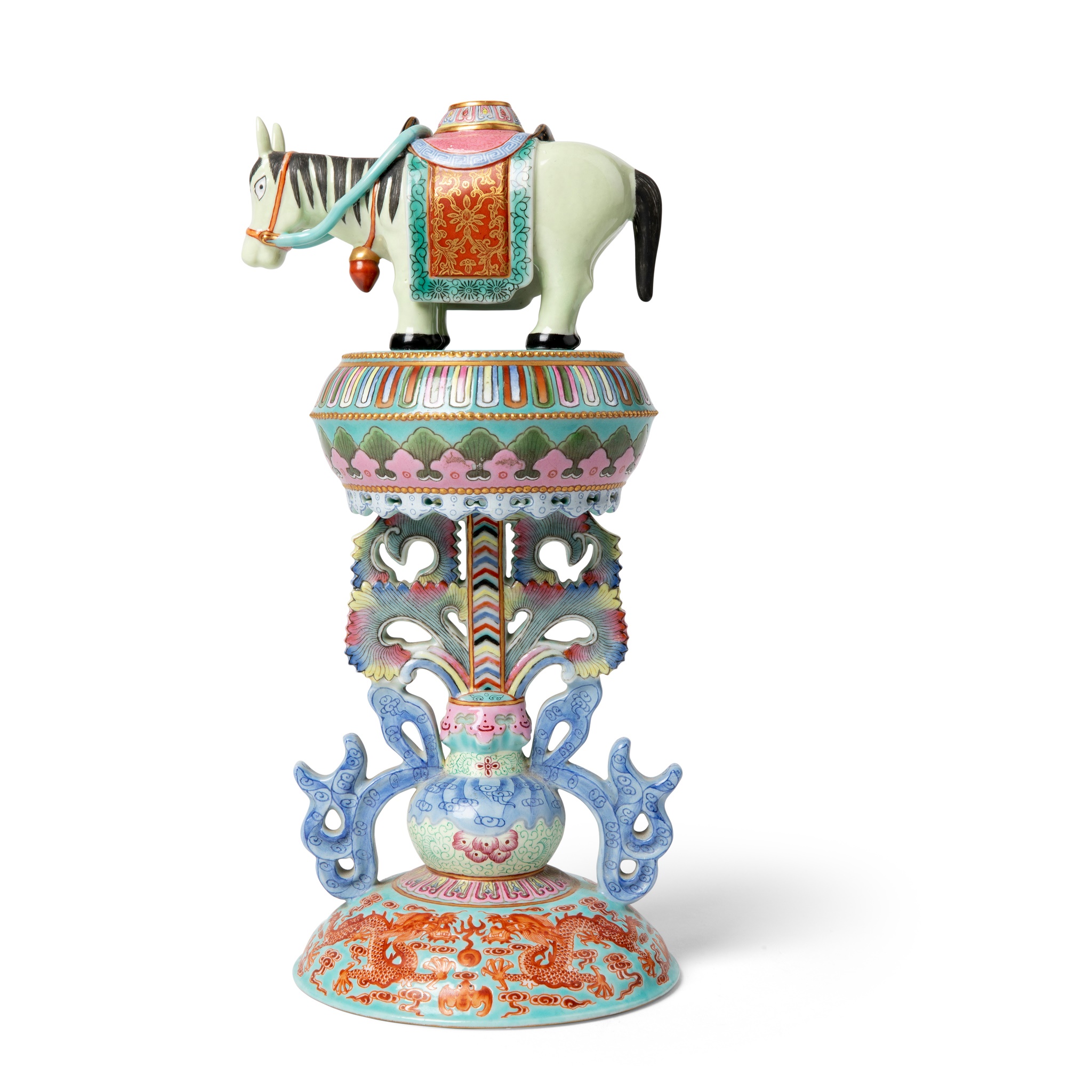 FAMILLE ROSE 'HORSE' ALTAR EMBLEM