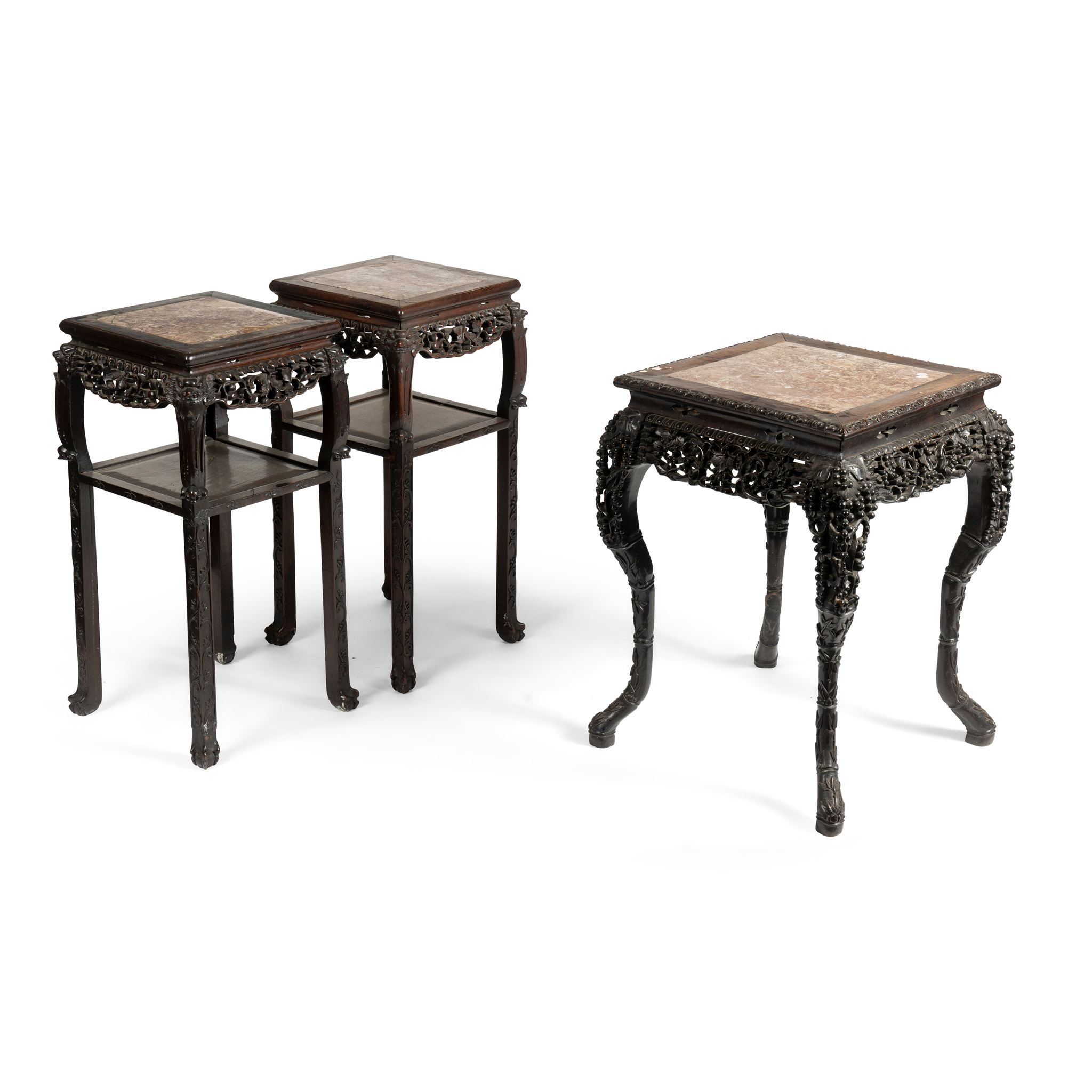 A CHINESE ROSEWOOD AND MARBLE INSET TABLE