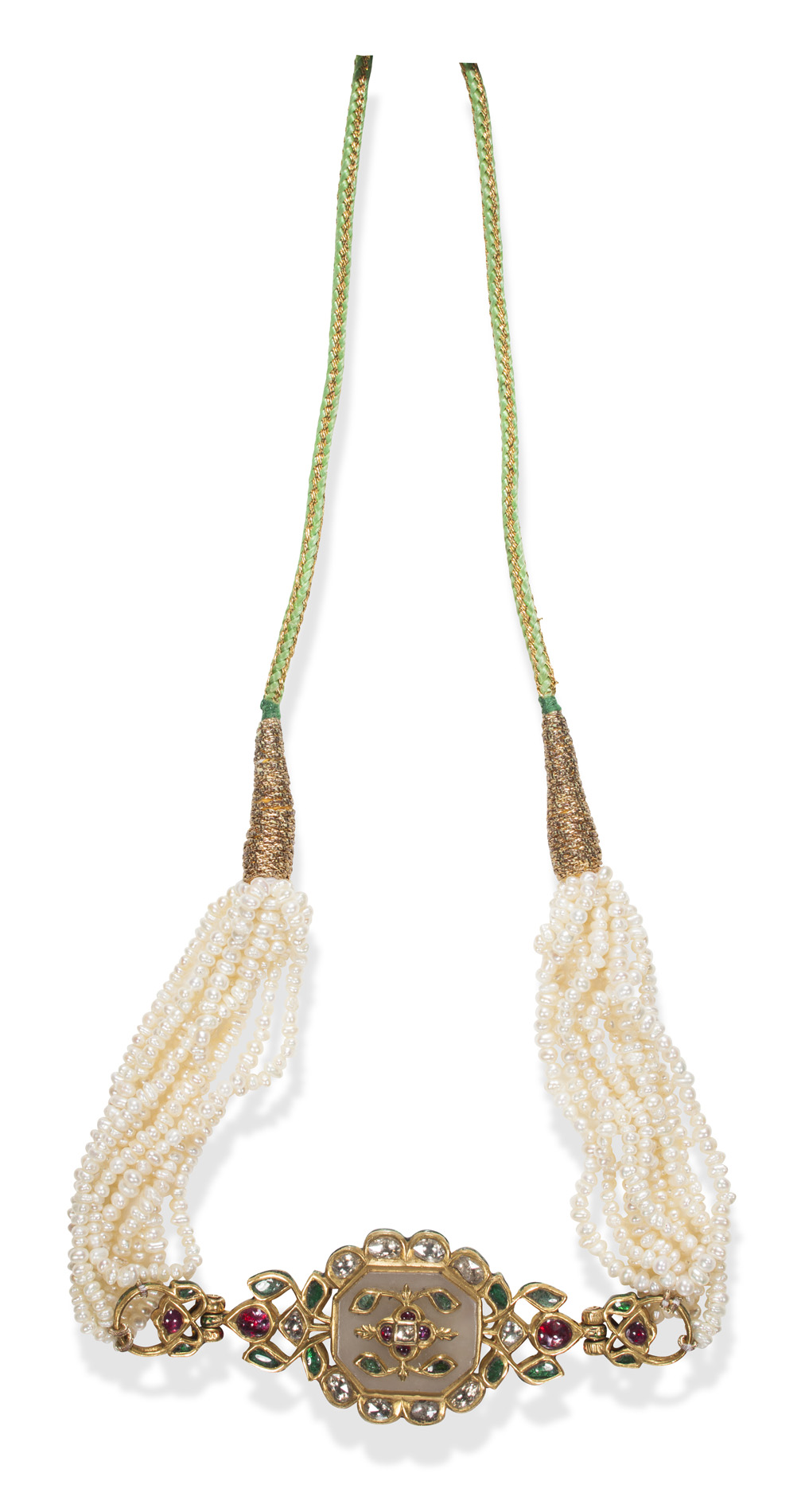 An Indian multi-gem set and enamelled necklace