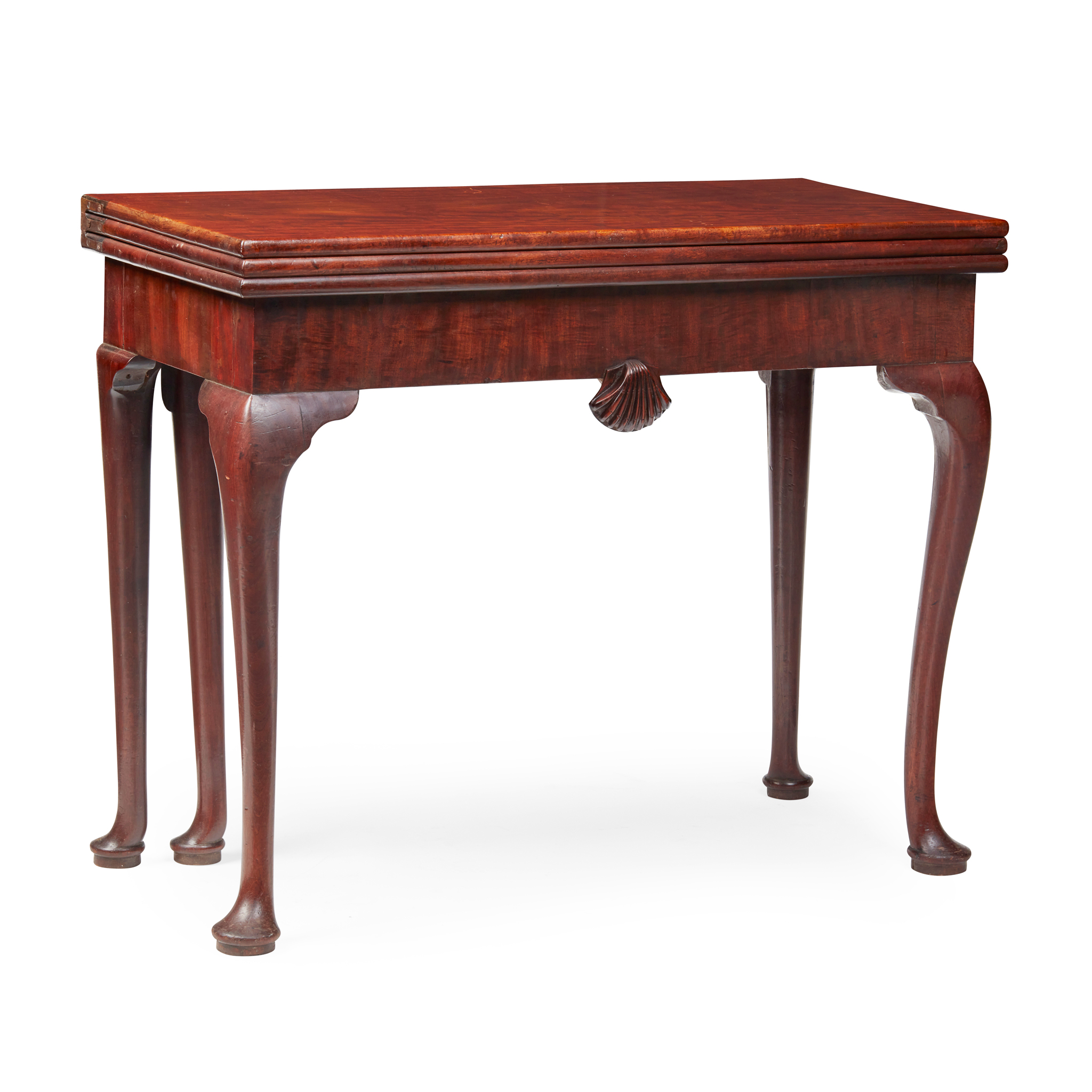 IRISH GEORGE II MAHOGANY TRIPLE FOLD TEA/CARD TABLE