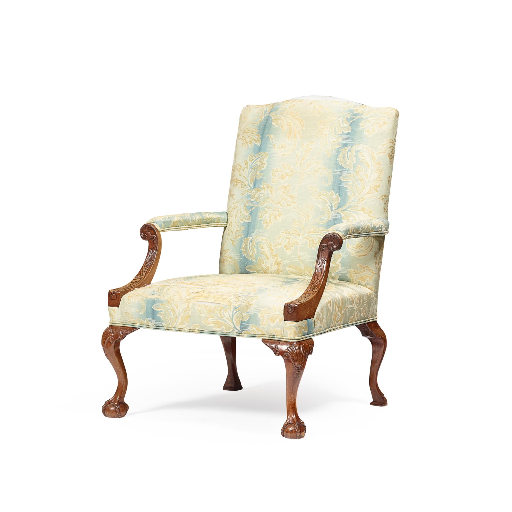 GEORGE III STYLE MAHOGANY LIBRARY ARMCHAIR