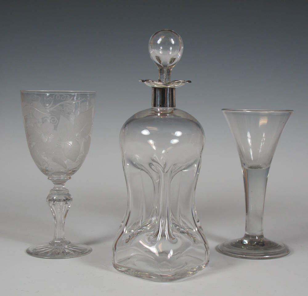 A group of five 19th century glass decanters