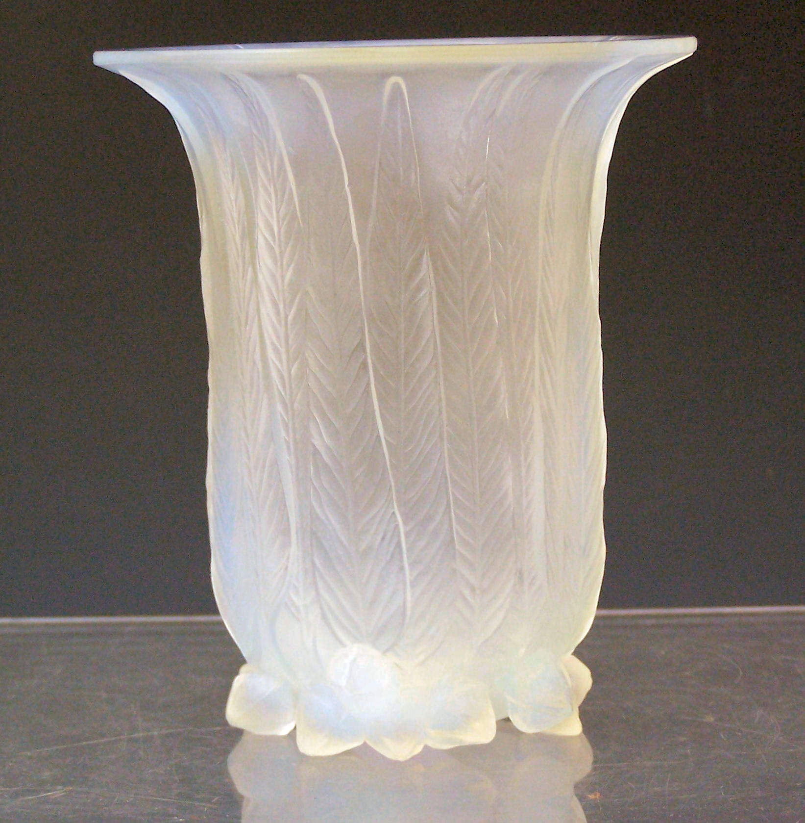 'Eucalyptus', a Lalique frosted and opalescent glass vase,