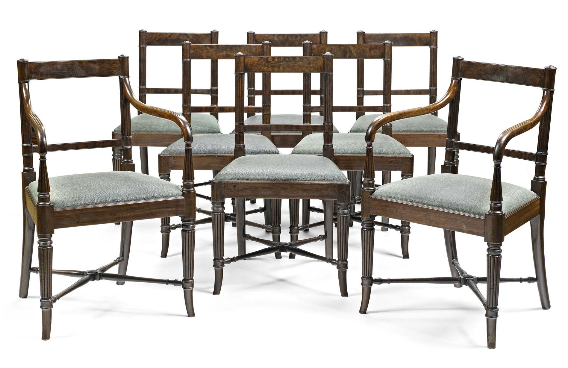 GOOD SET OF EIGHT SCOTTISH GEORGE IV MAHOGANY DINING CHAIRS