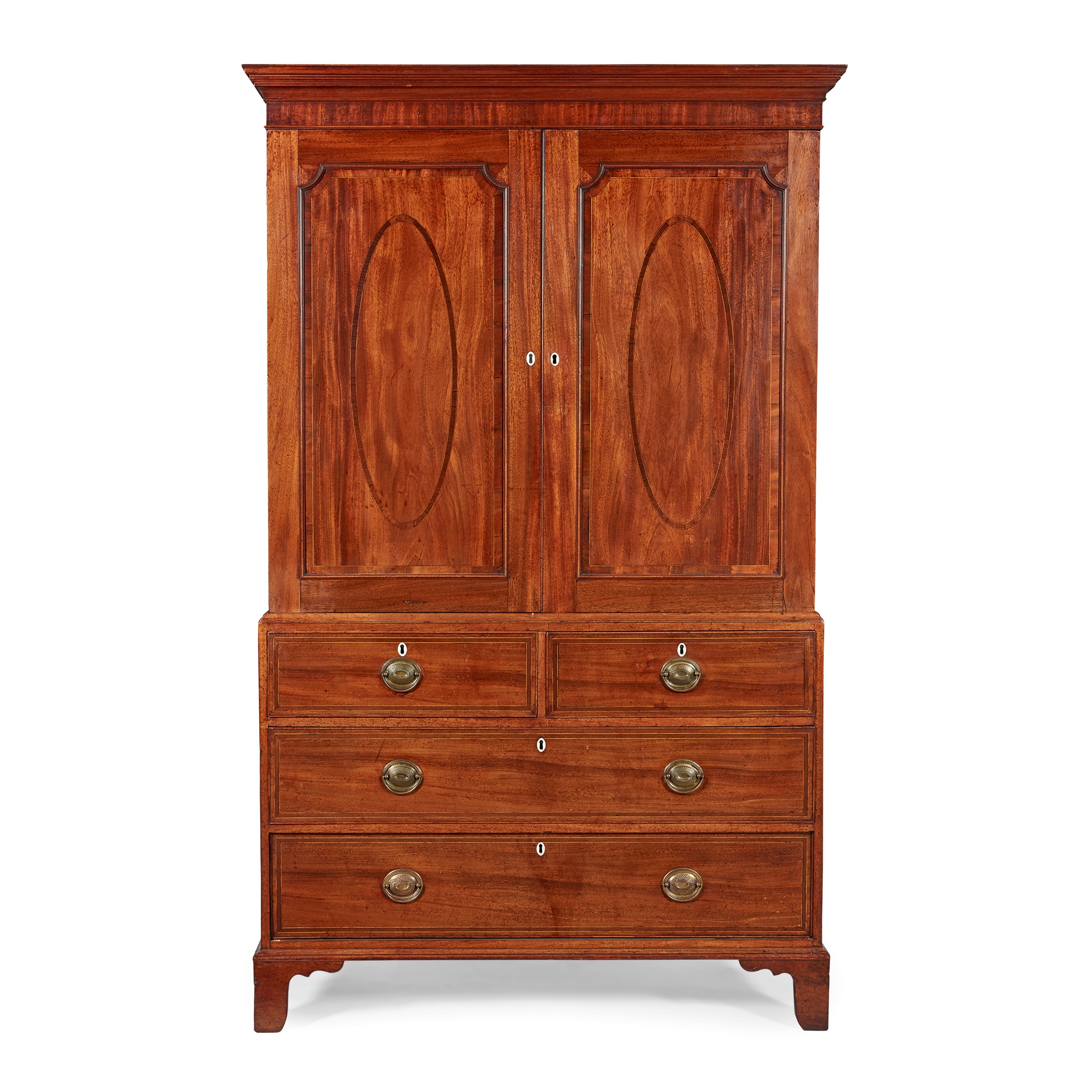 LATE GEORGE III MAHOGANY LINEN PRESS