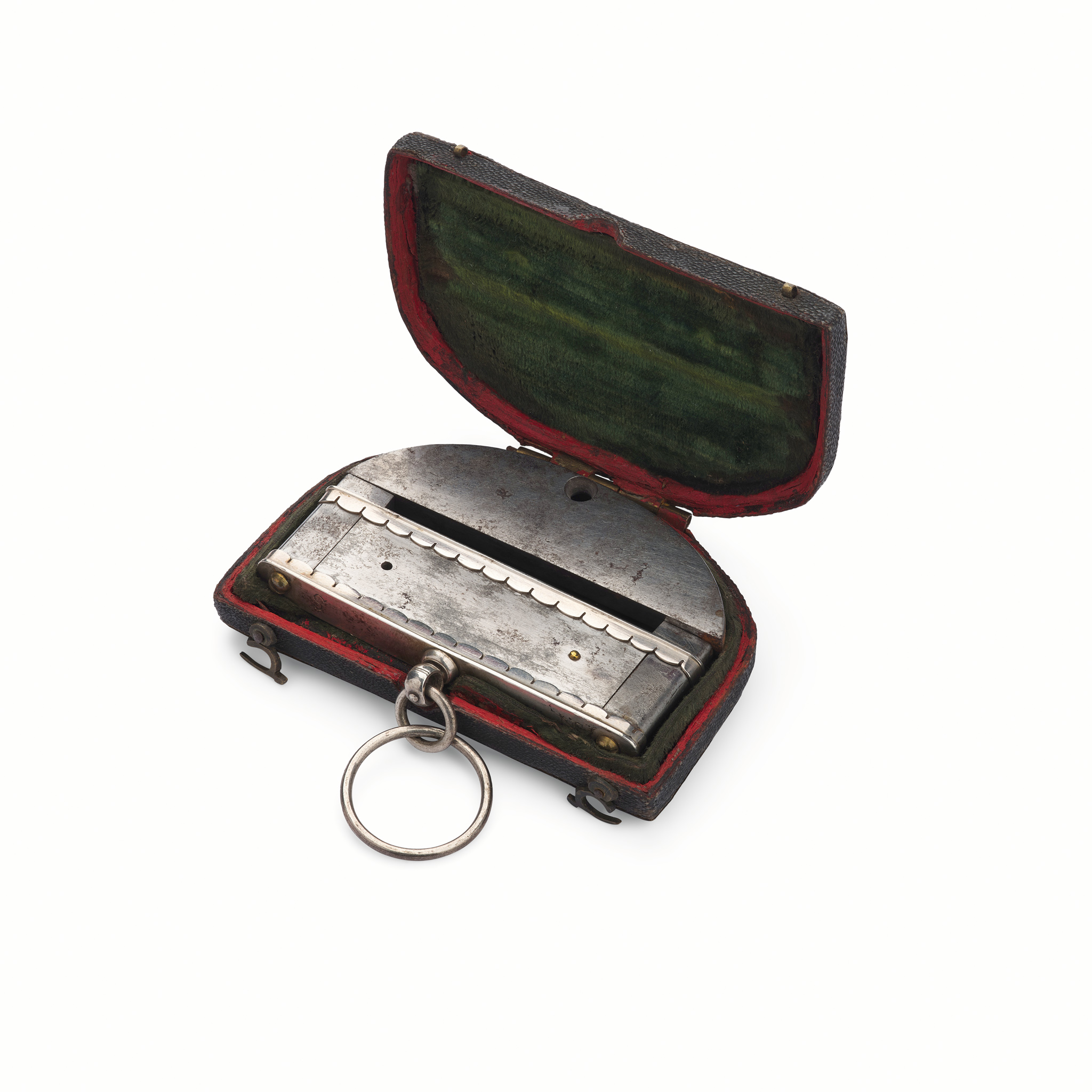 Cased silver-mounted lodestone