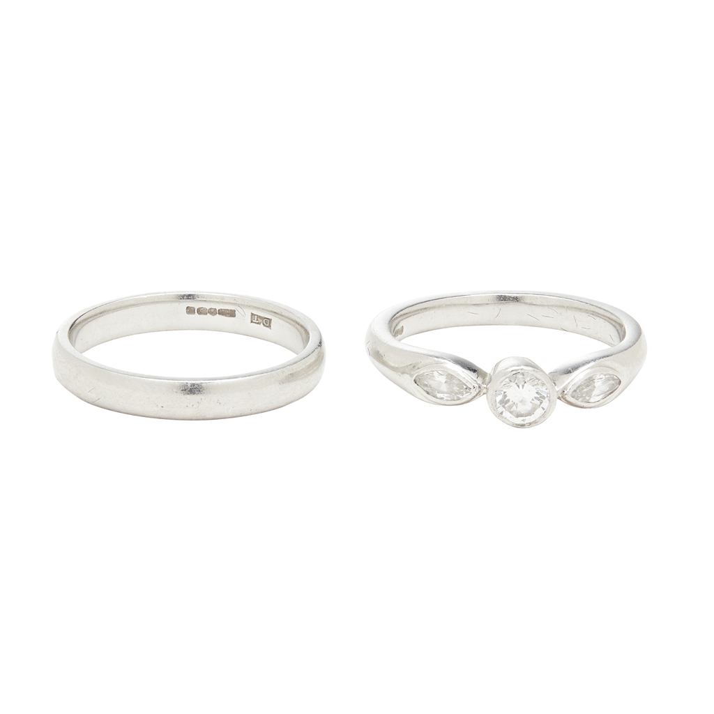 A three stone diamond ring