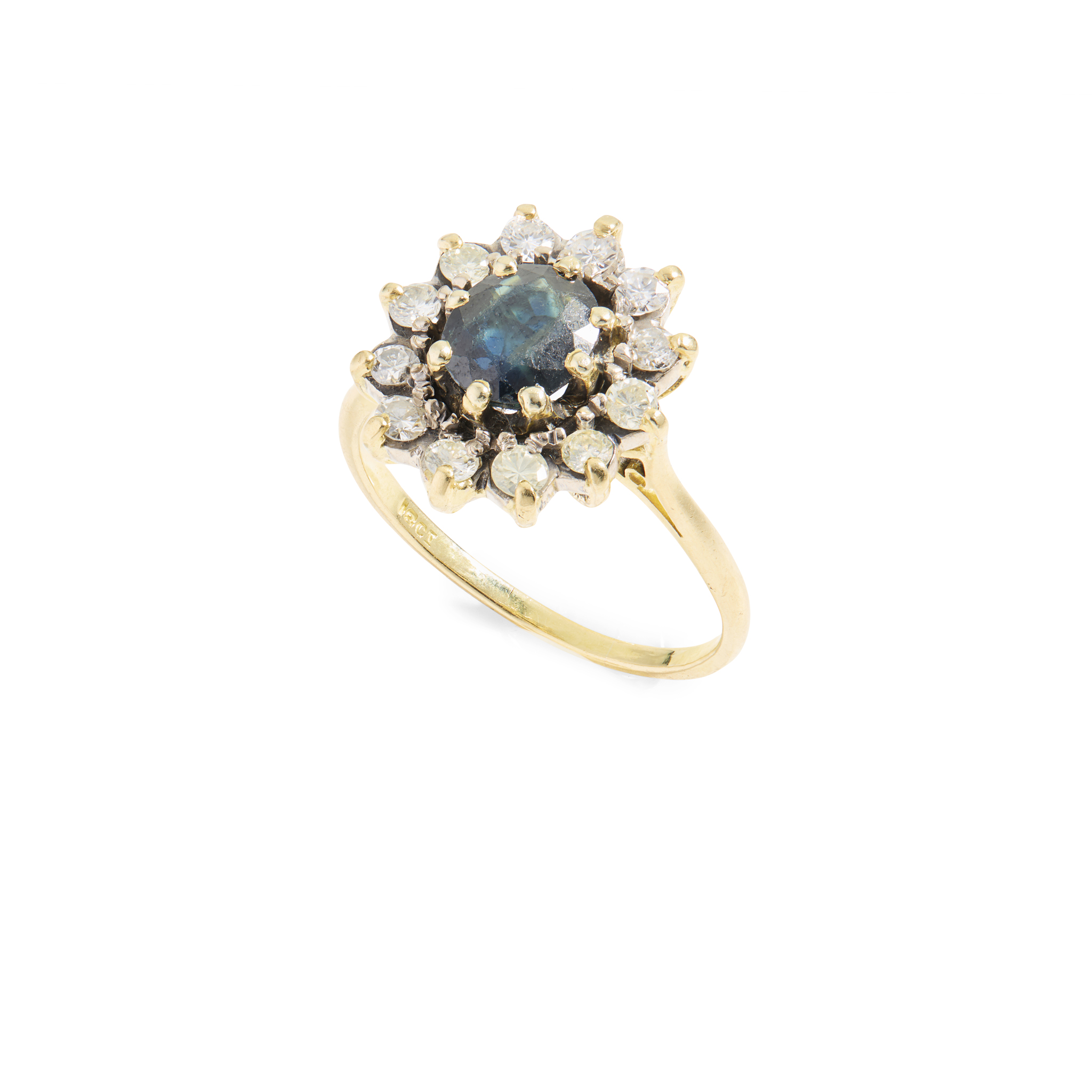 A sapphire and diamond cluster ring