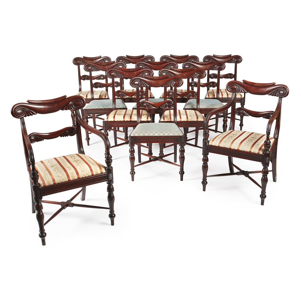 SET OF TWELVE REGENCY MAHOGANY DINING CHAIRS