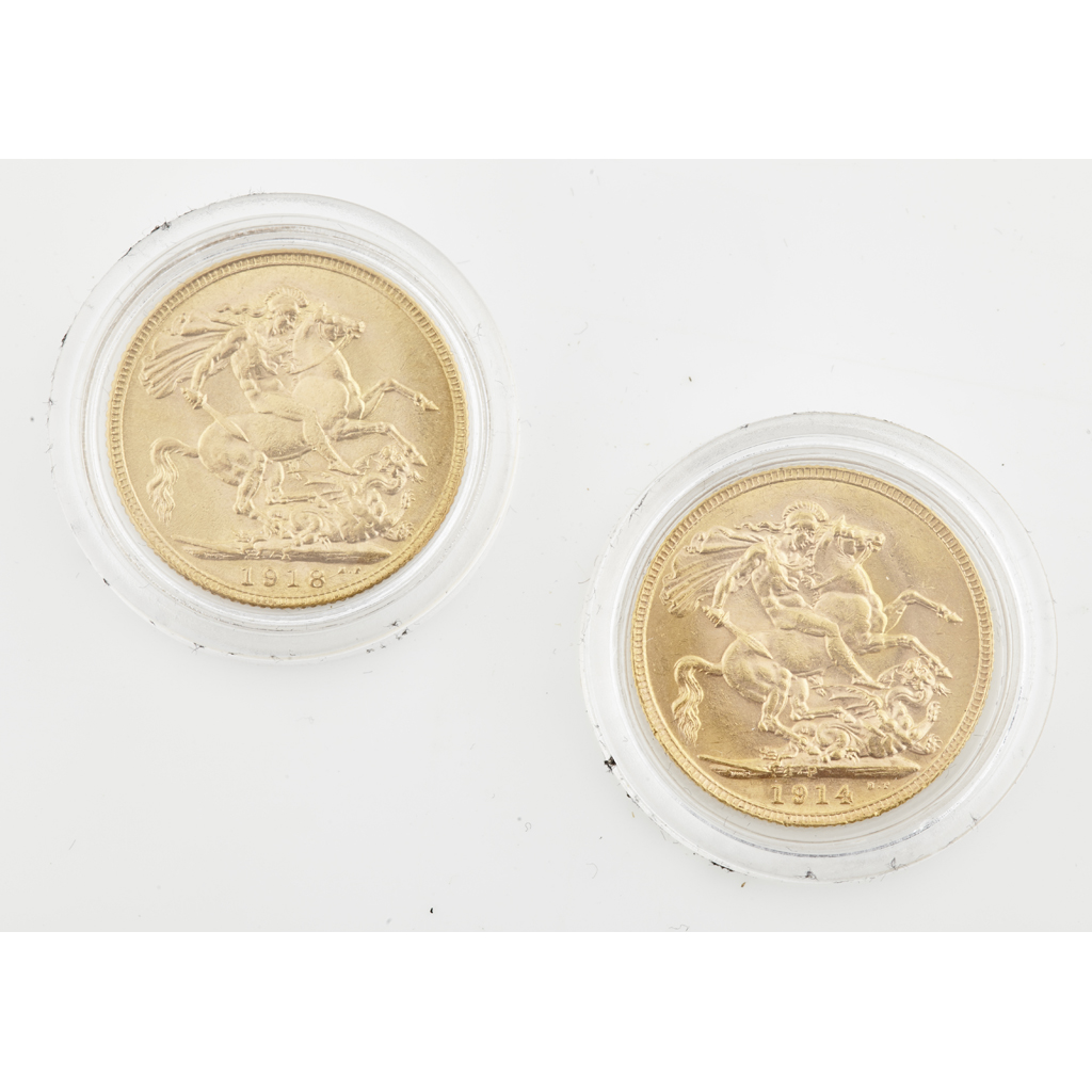 G.B. - A cased pair of WWI sovereigns