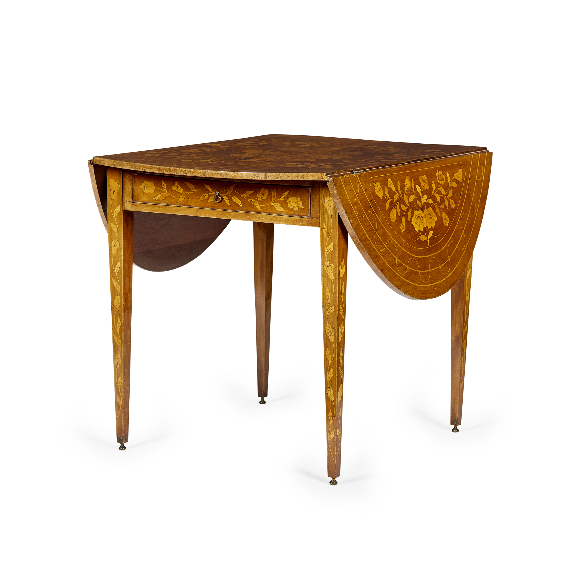 DUTCH BLONDE MAHOGANY AND MARQUETRY DROP-LEAF TABLE
