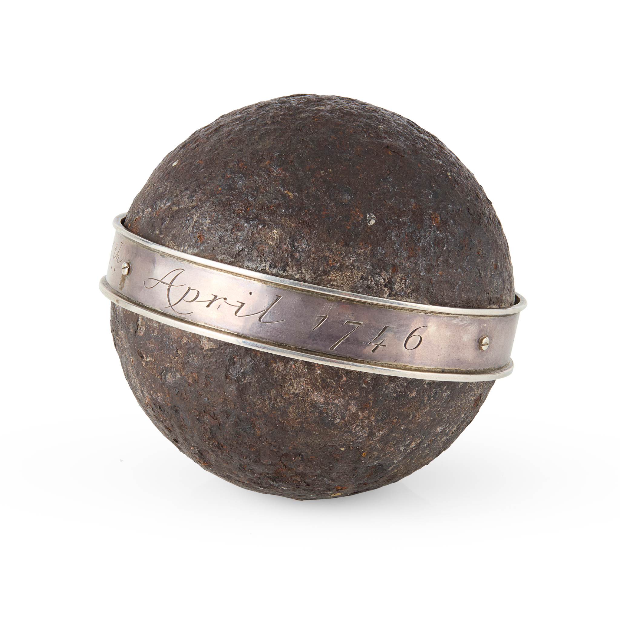AN IMPORTANT CANNONBALL RETRIEVED FROM THE BATTLEFIELD OF CULLODEN