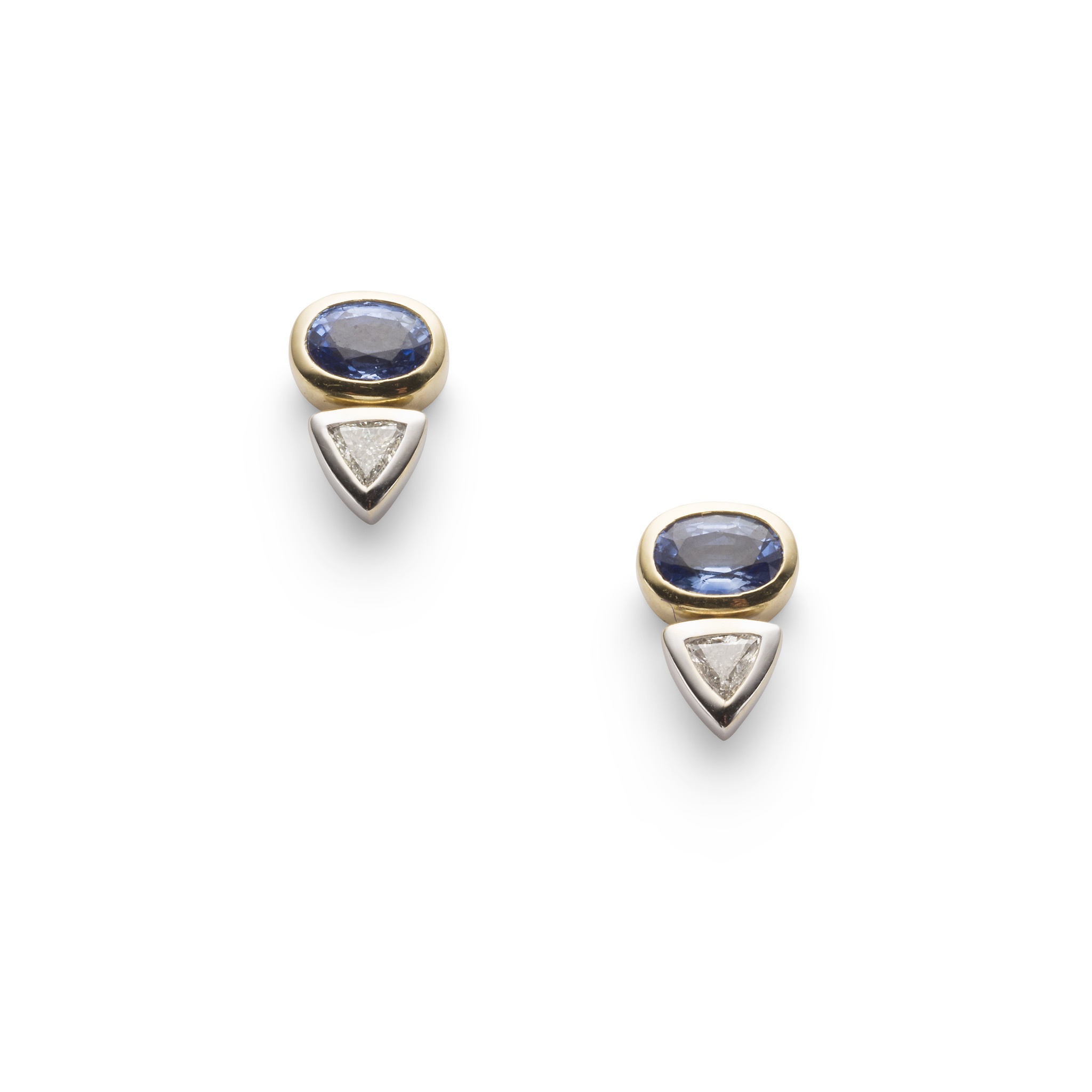 A pair of sapphire and diamond earrings