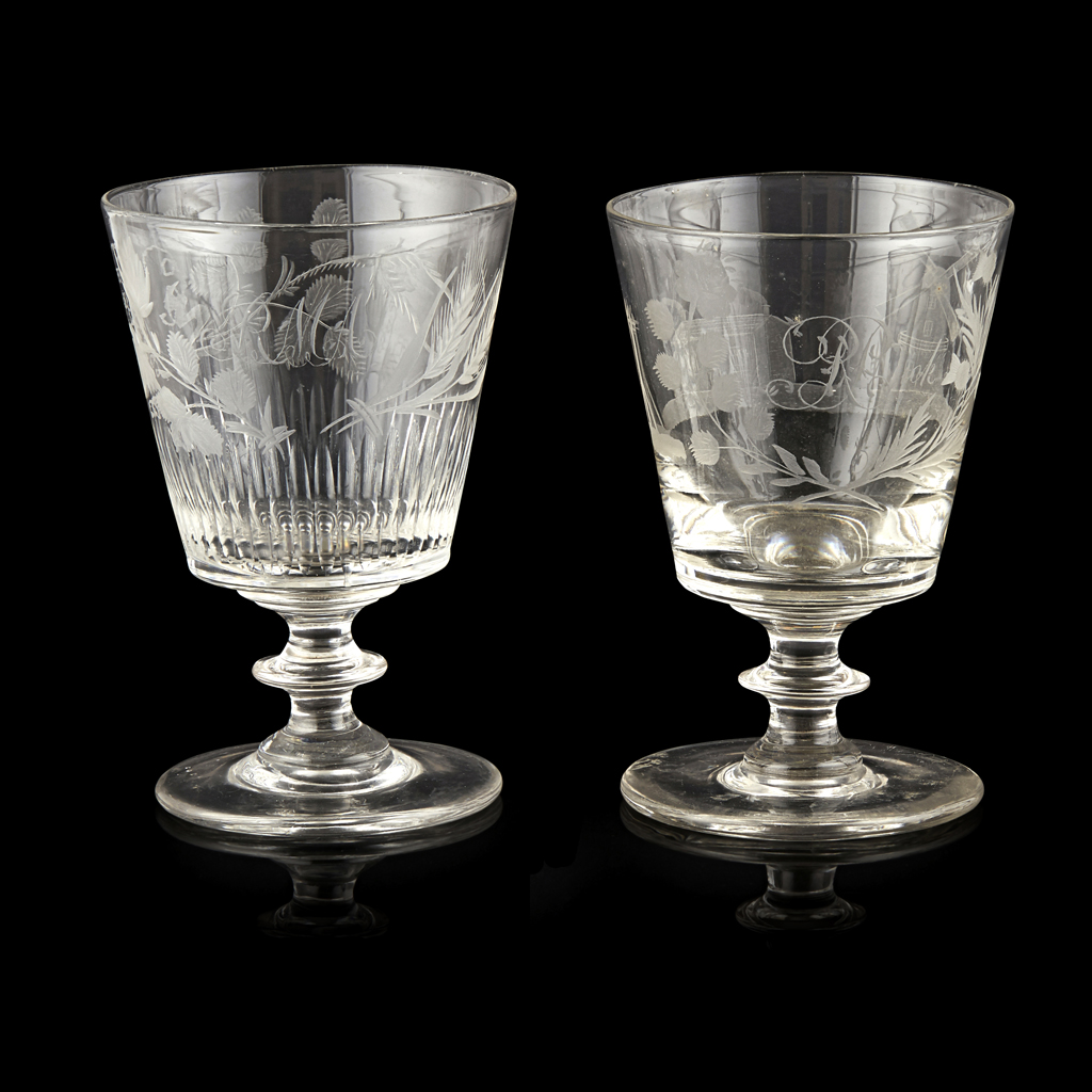 TWO REGENCY ENGRAVED GLASS RUMMERS