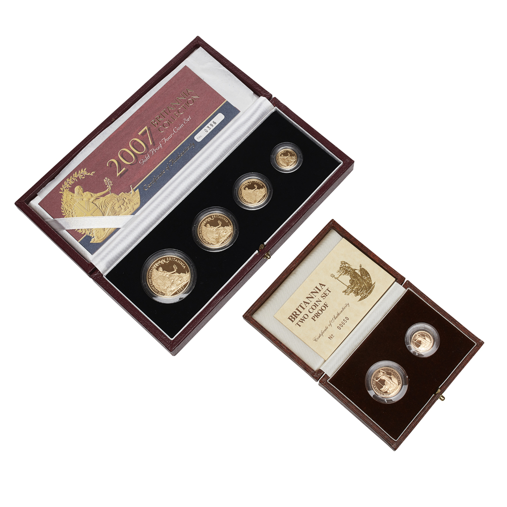U.K. - Two cased proof gold sets