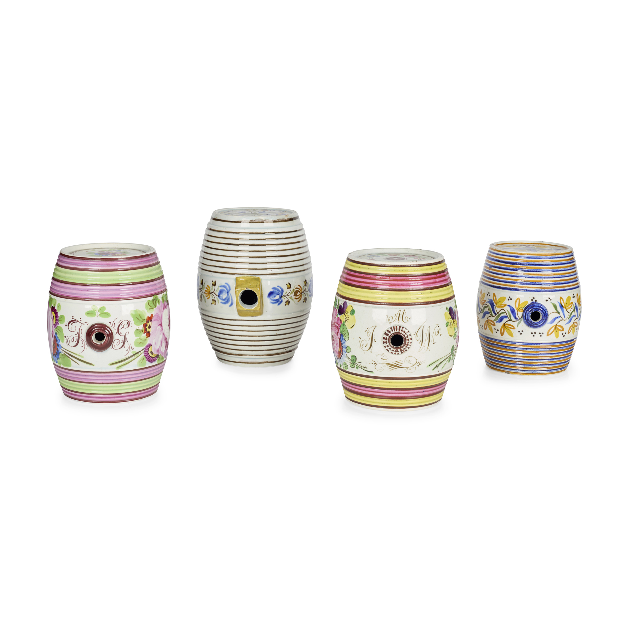 FOUR BRISTOL POTTERY SPIRIT BARRELS