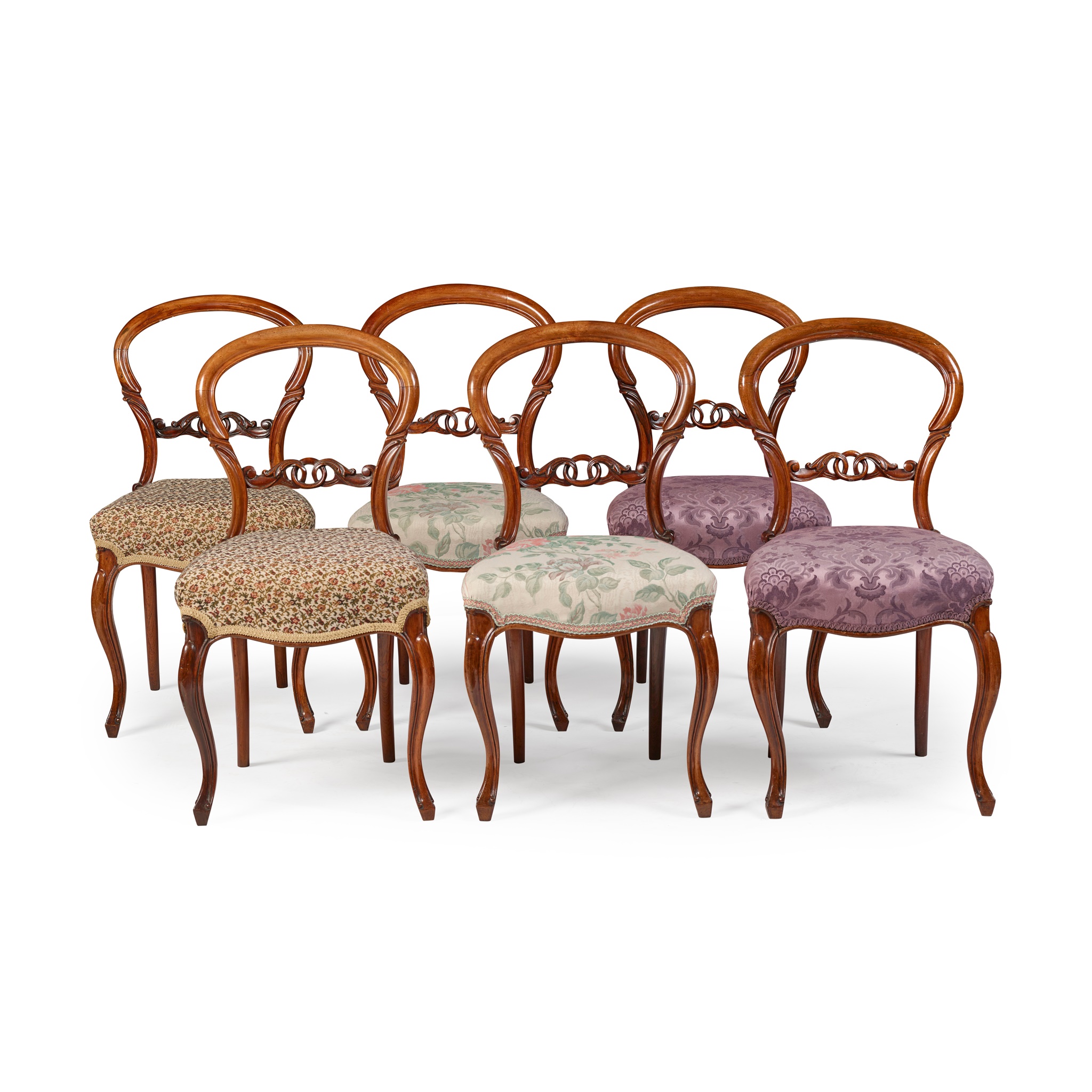 SET OF SIX EARLY VICTORIAN ROSEWOOD SIDE CHAIRS