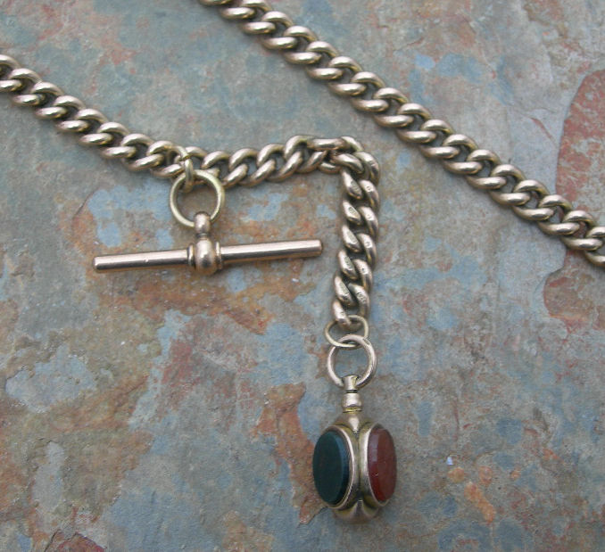 A 9CT GOLD ALBERT CHAIN,