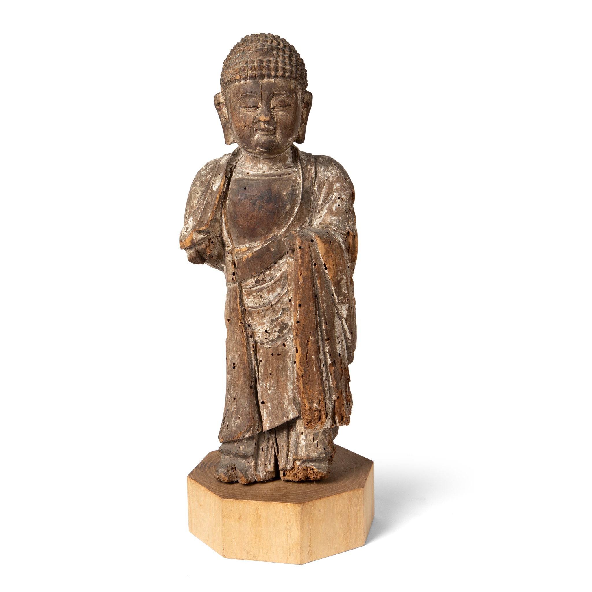 WOODEN FIGURE OF AMITABHA