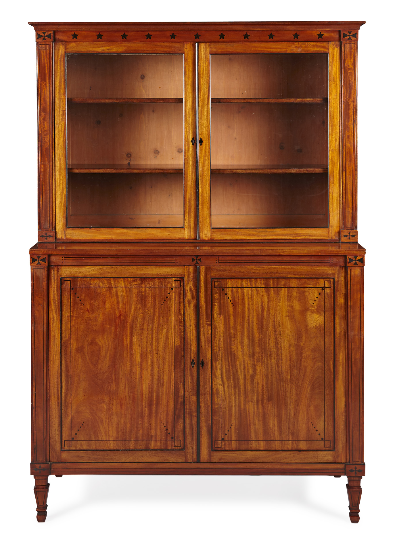 REGENCY MAHOGANY AND EBONY INLAY BOOKCASE ATTRIBUTED TO GEORGE OAKLEY