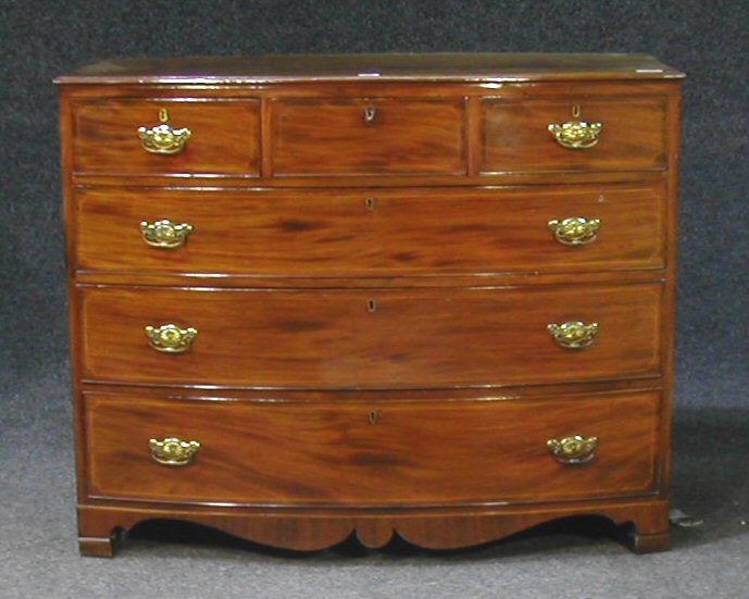 A mahogany bowfront chest of drawers,
