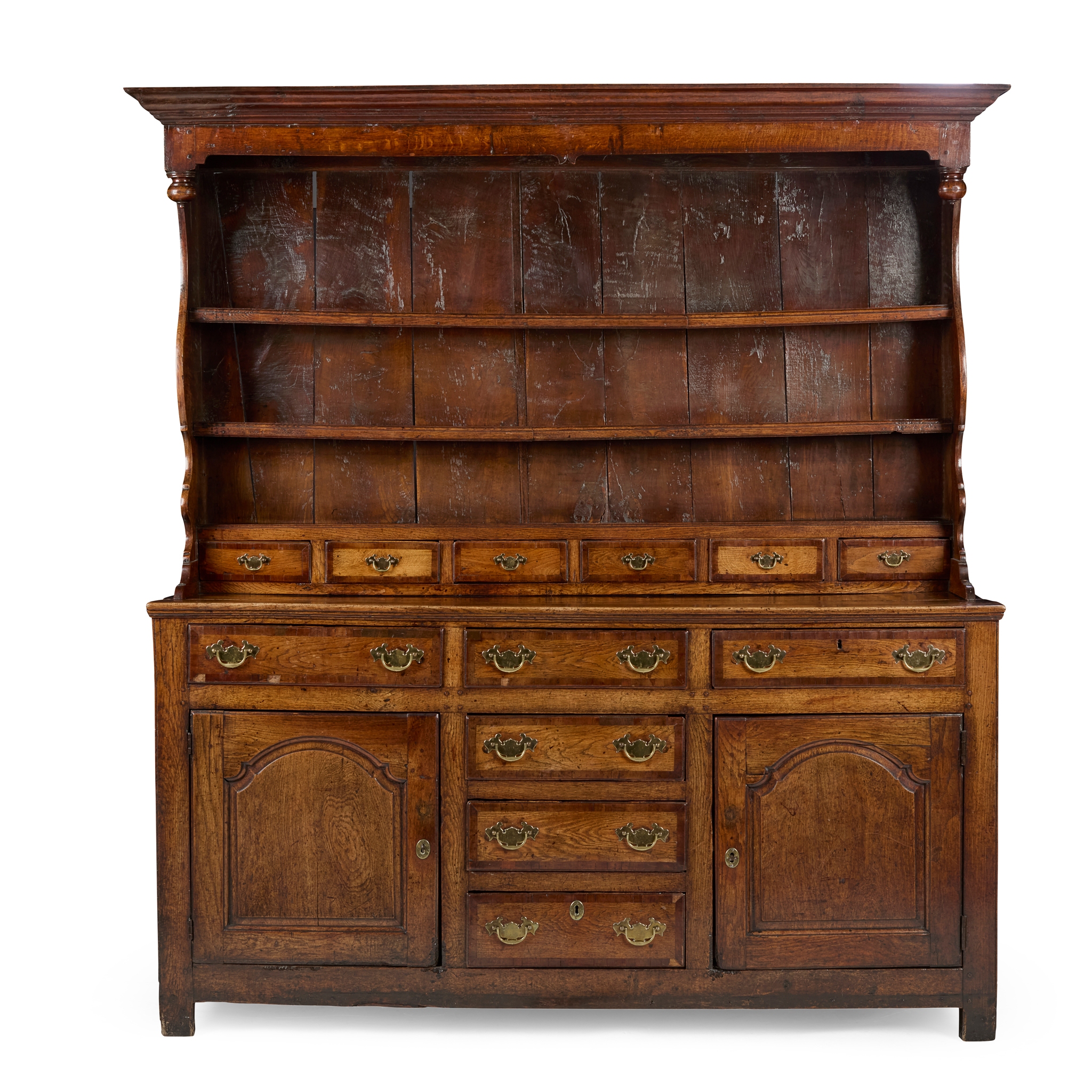 GEORGIAN OAK AND WALNUT DRESSER