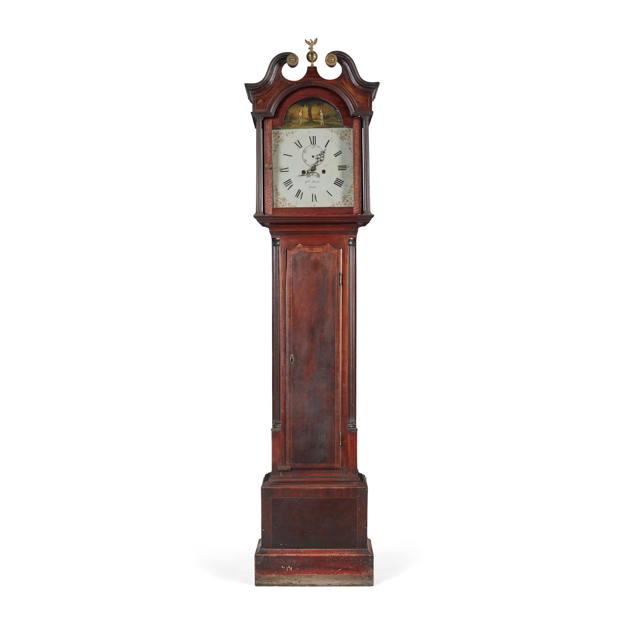 LATE GEORGE III SCOTTISH ADAM AND EVE AUTOMATA MAHOGANY LONGCASE CLOCK, WILLIAM BISSETT, DUNDEE