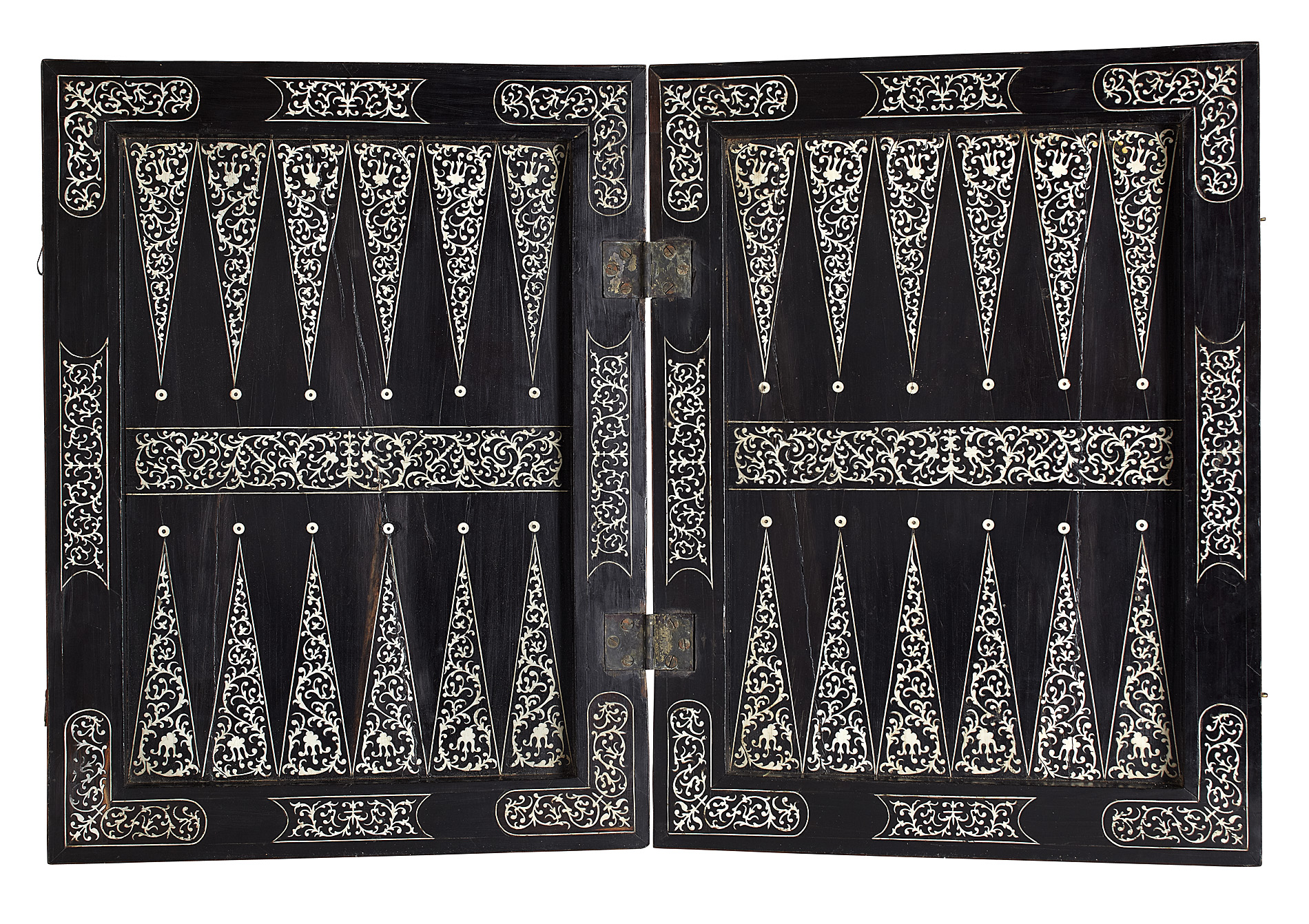 RARE SOUTH GERMAN EBONY AND IVORY INLAID GAMES BOARD