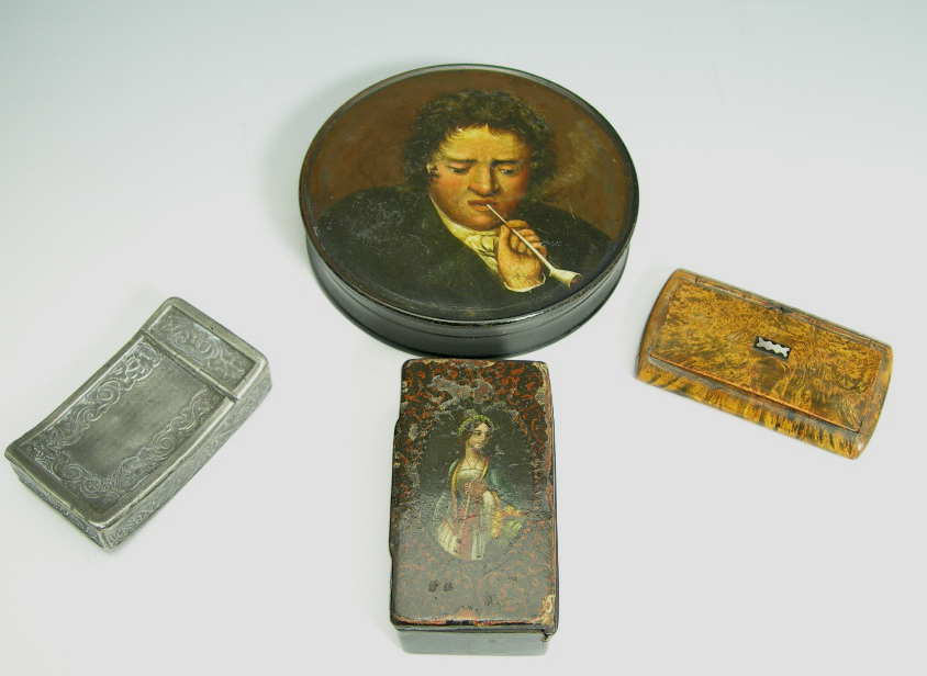 A group of four 19th century snuff boxes,