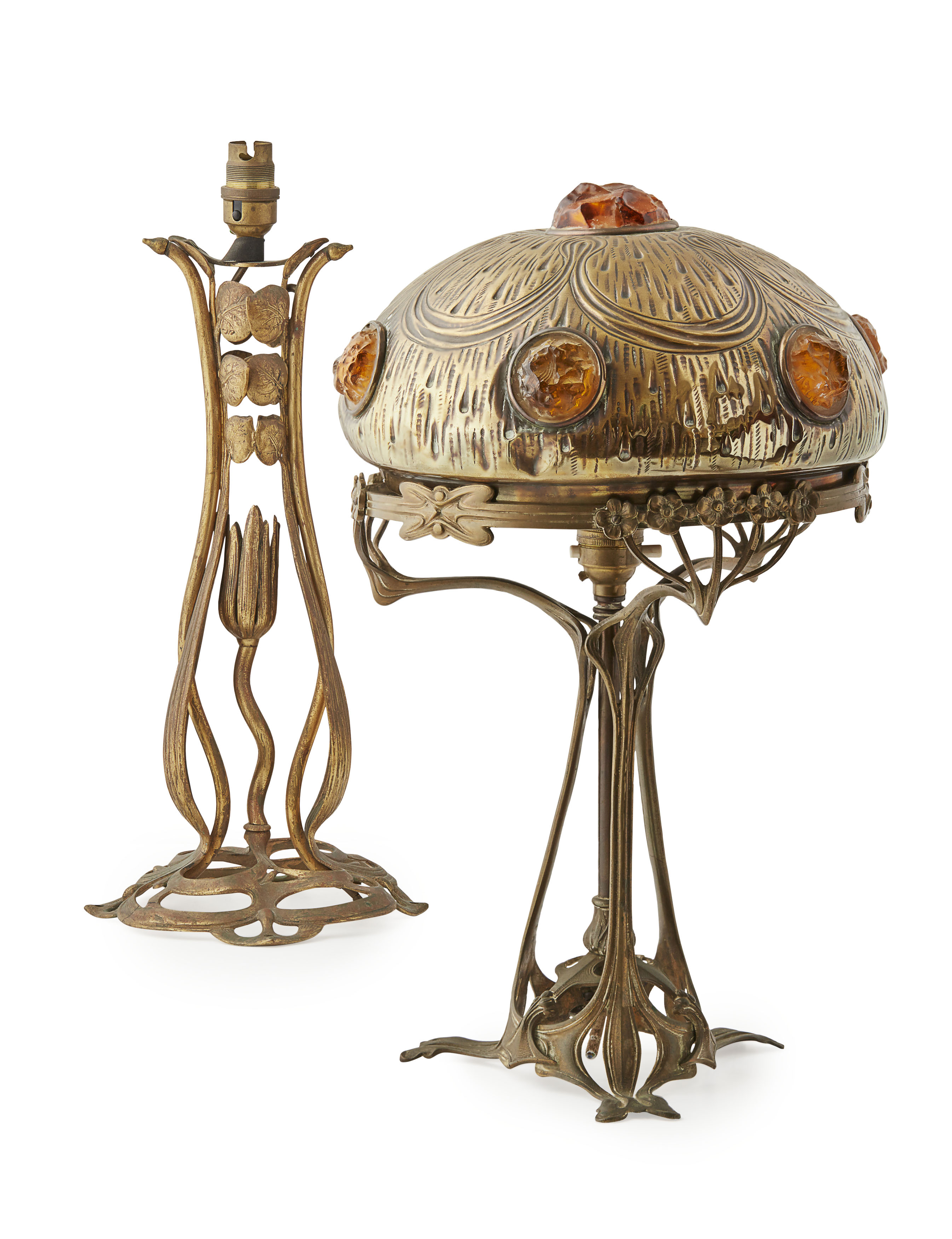 ART NOUVEAU GILT METAL TABLE LAMP