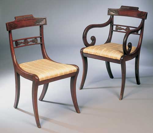 A set of eight Scottish Regency dining chairs