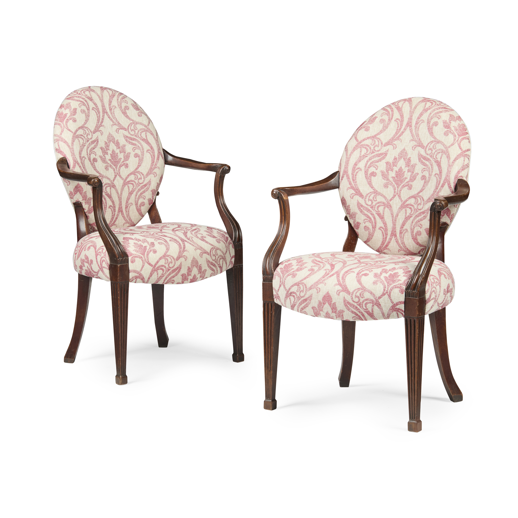 PAIR OF GEORGE III MAHOGANY OPEN ARMCHAIRS
