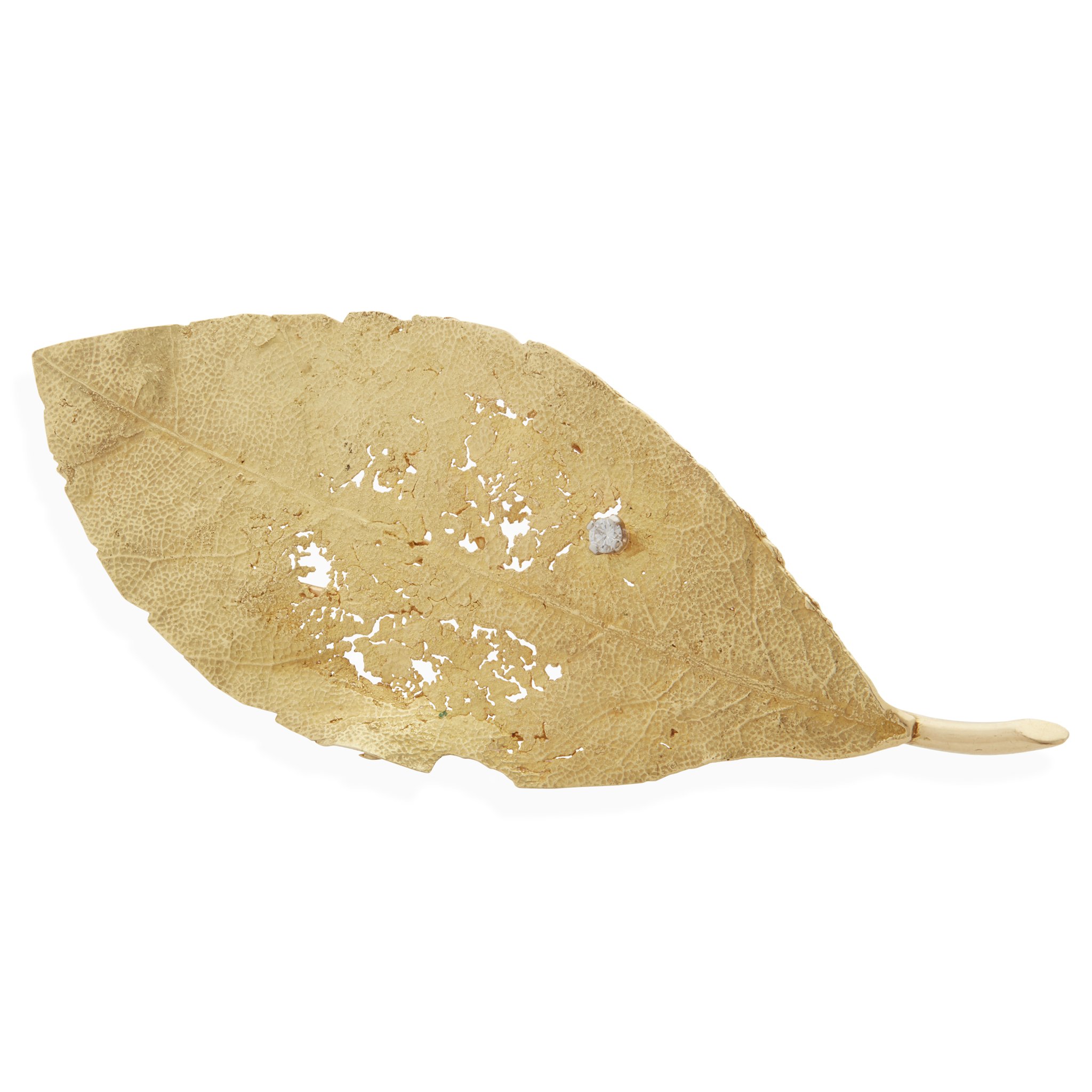 Andrew Grima: An 18ct gold diamond leaf brooch, 1965