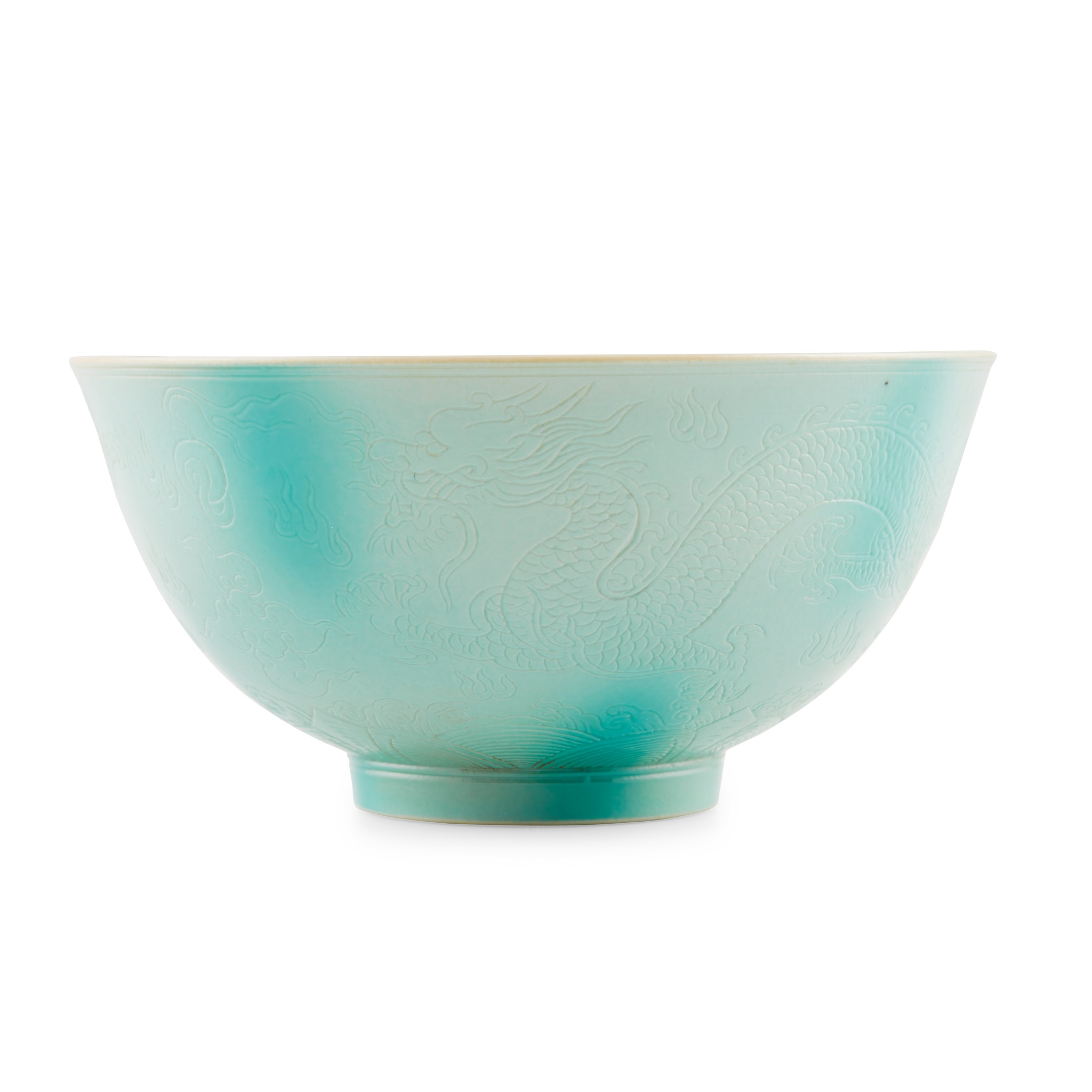 PALE TURQUOISE-GLAZED 'DRAGON' BOWL